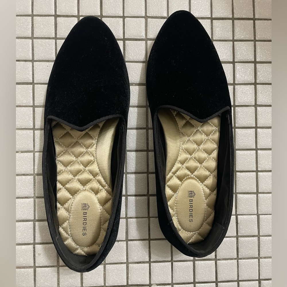 Birdies Women's Elegant Black Velvet Loafers